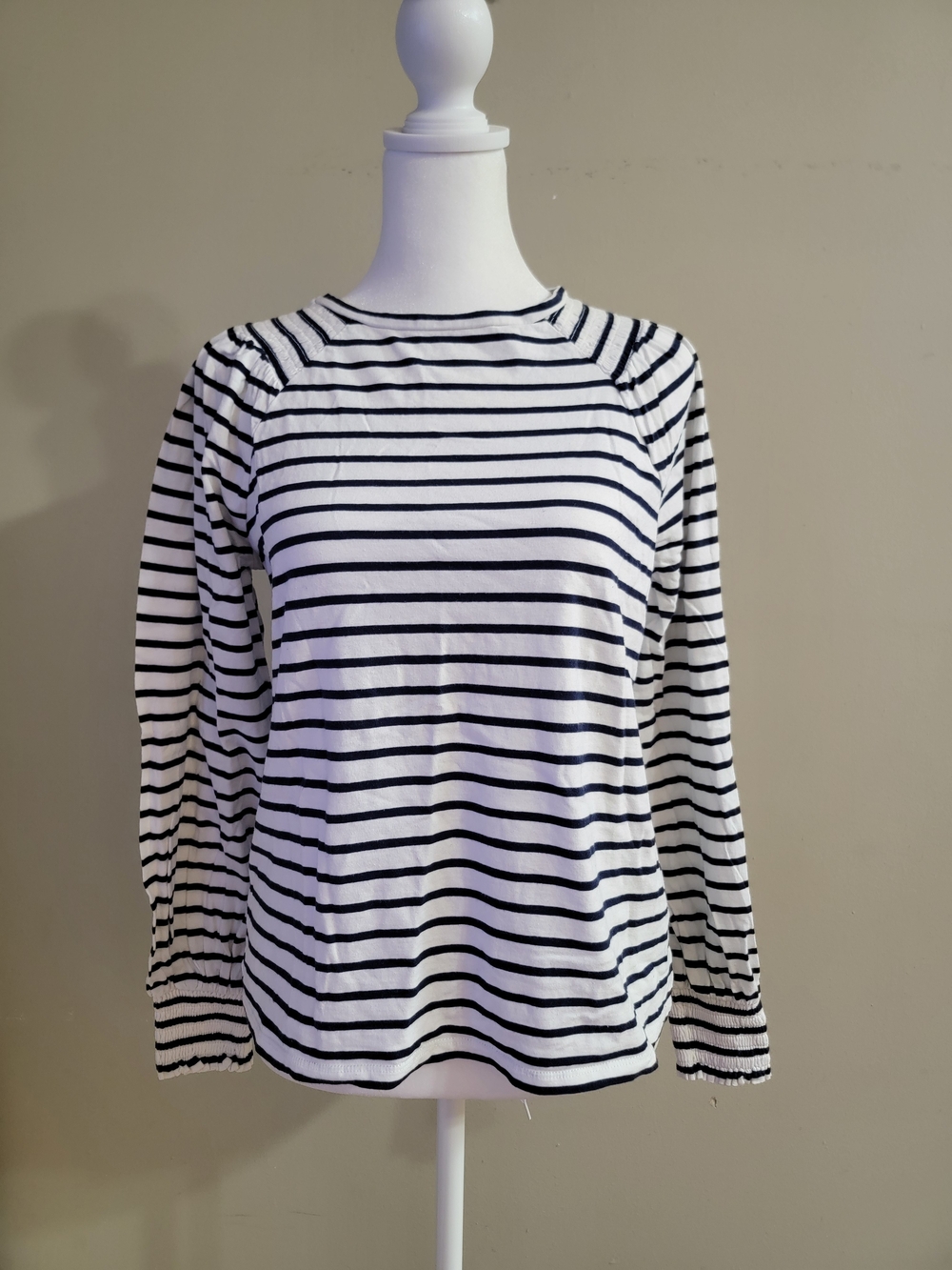 Boden White and Black Striped Long-Sleeve Tee Size 6
